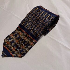 Valentino Rudy Elegant Navy and Gold Patterned Tie
